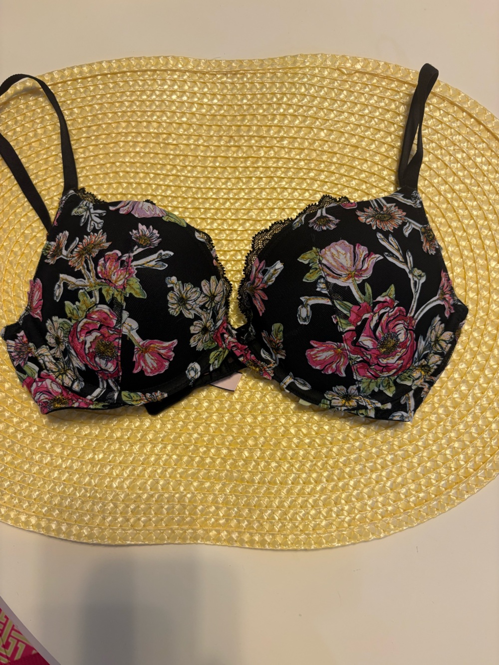 Victoria's Secret Black Floral Push-Up Bra